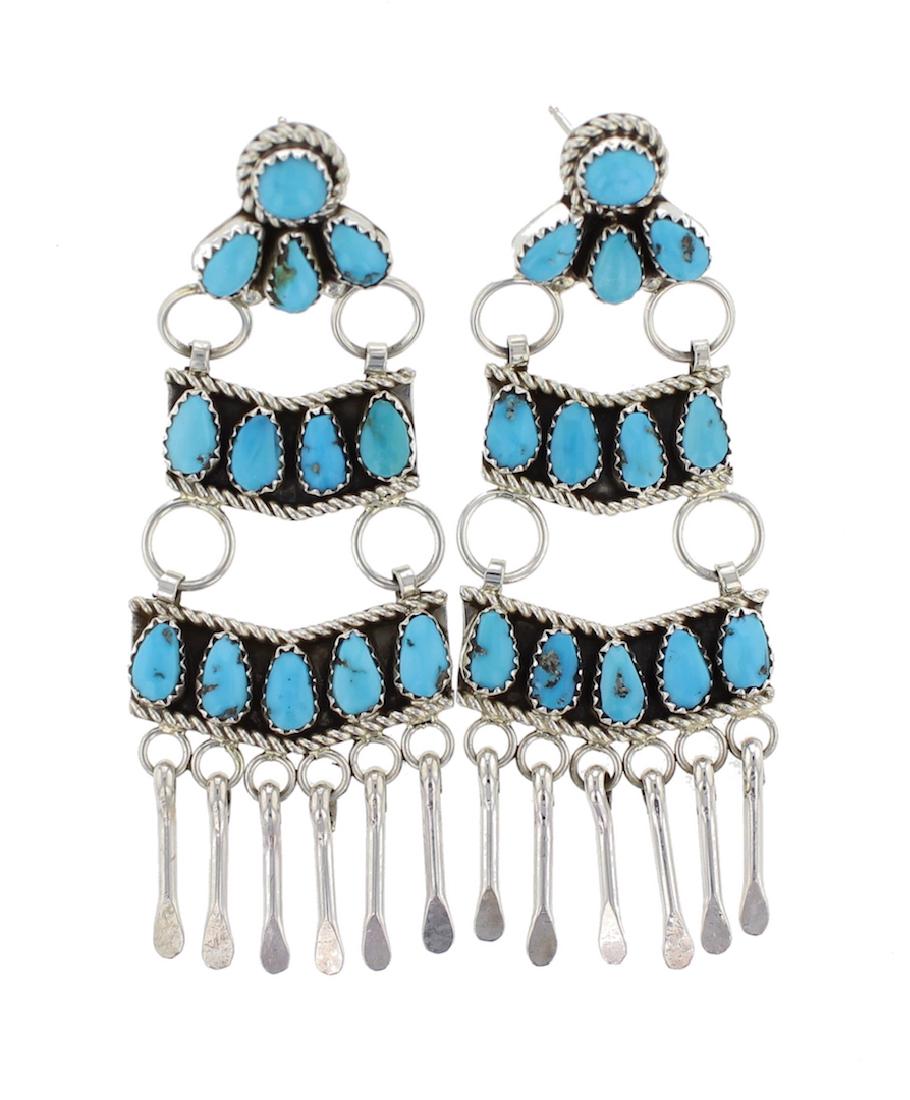 Sterling Silver Genuine Turquoise Vintage Chandelier (1 of 1)