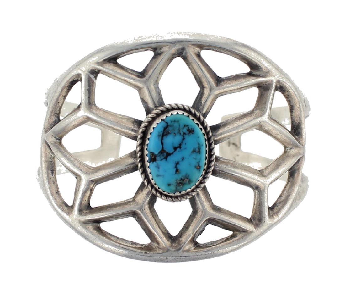 Sterling Silver Genuine Turquoise Vintage Sand Cast (1 of 1)