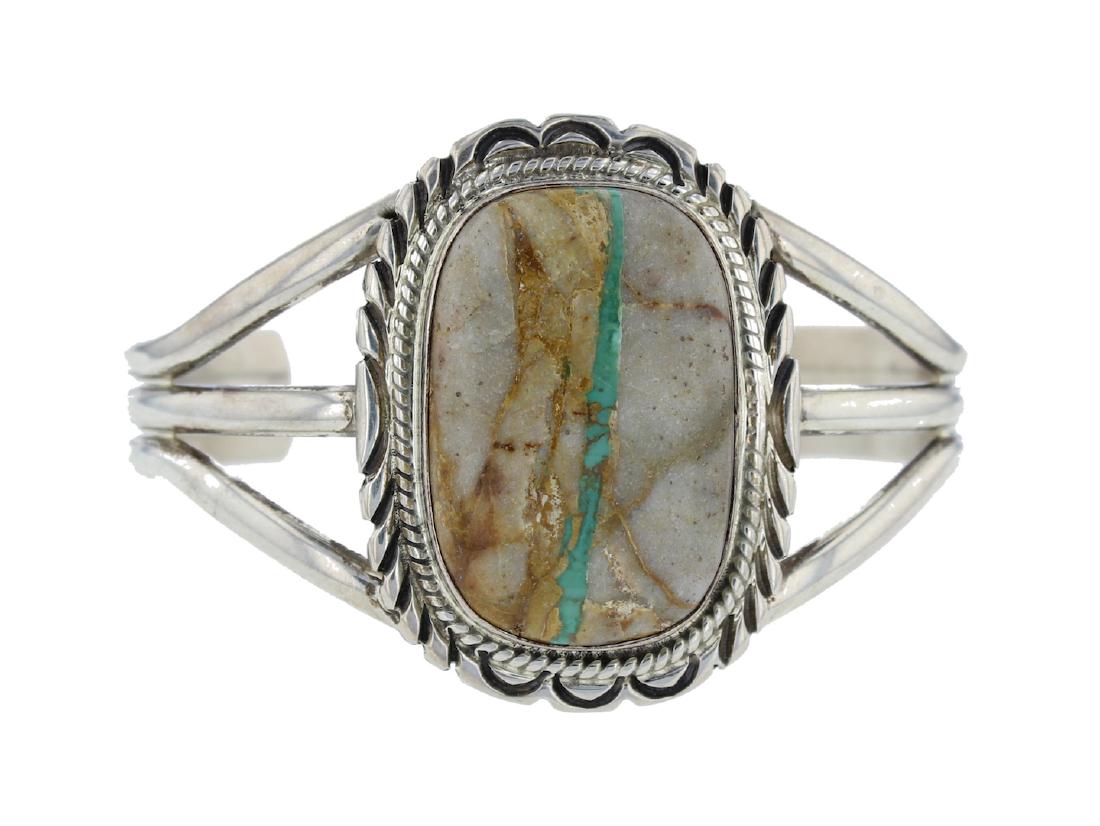 Sterling Silver Genuine Boulder Turquoise Bracelet (1 of 1)