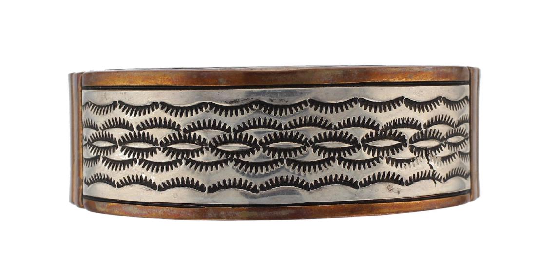 Vintage  Copper & Sterling Silver Huge Bracelet Navajo (1 of 2)