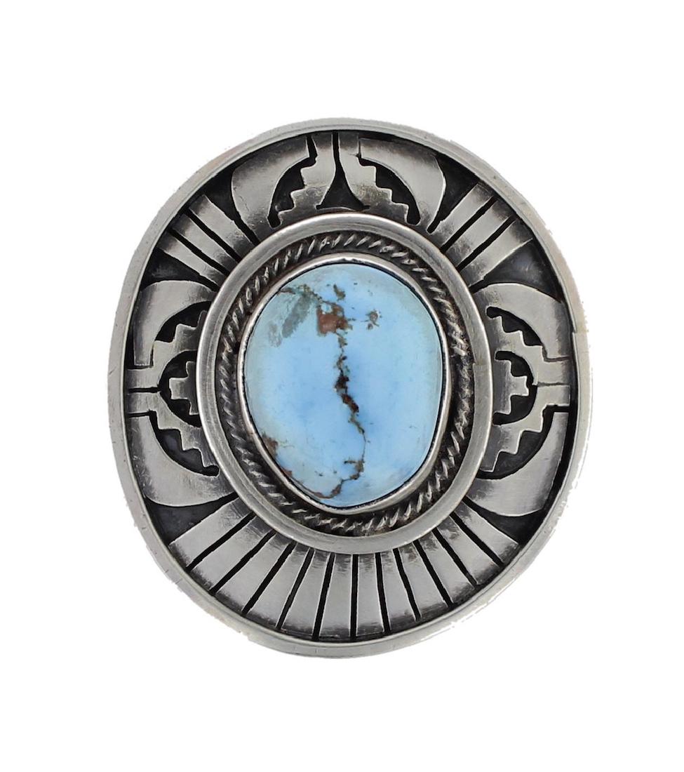 Sterling Silver Genuine Turquoise Contemporary Ring (1 of 2)