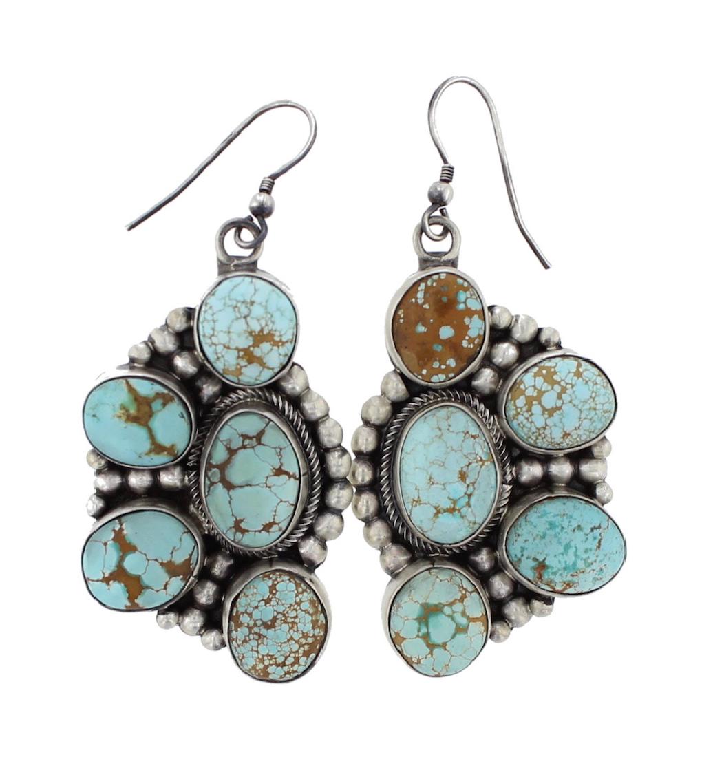 Sterling Silver Genuine Turquoise Earrings Navajo (1 of 1)