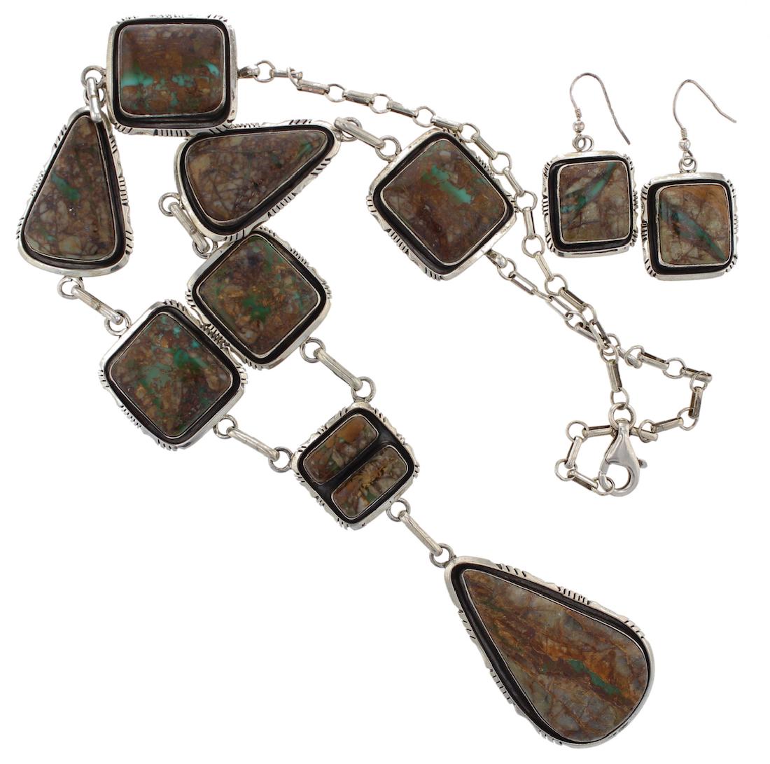 Sterling Silver Genuine Boulder Turquoise Necklace & (1 of 1)