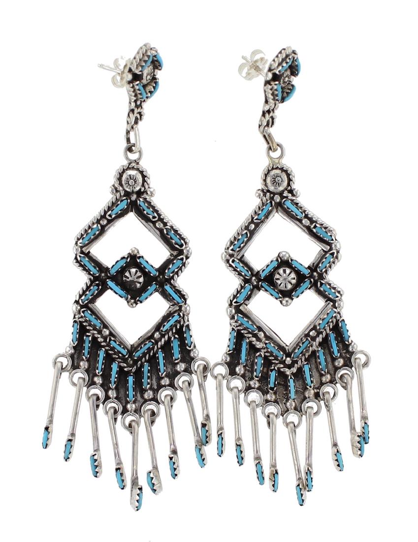 Sterling Silver Genuine Turquoise Vintage Needlepoint (1 of 1)