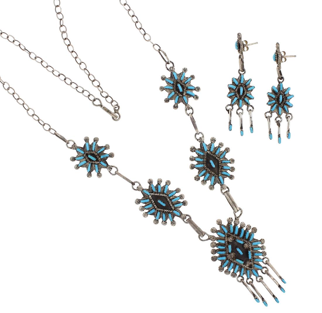 Sterling Silver Genuine Turquoise Needlepoint (1 of 1)