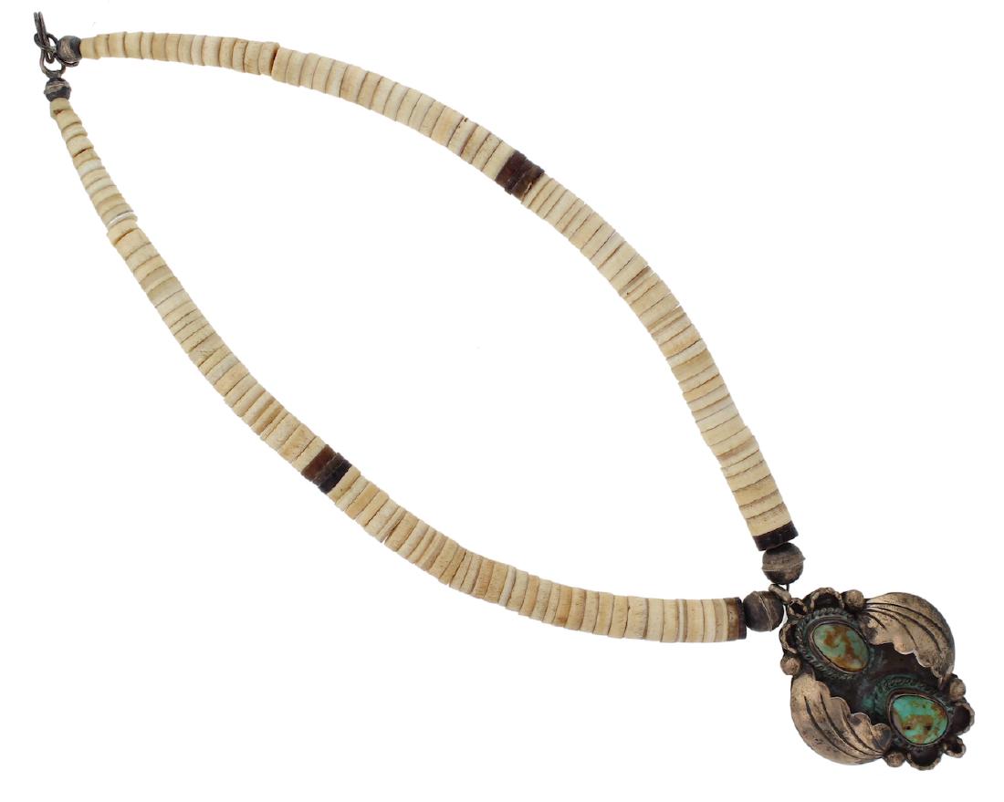 Sterling Silver Genuine Turquoise Pendant & Shell (1 of 1)