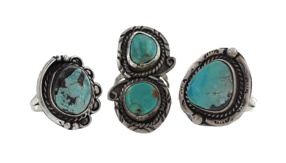 Sterling Silver Genuine Turquoise Vintage Old Pawn Ring (1 of 1)