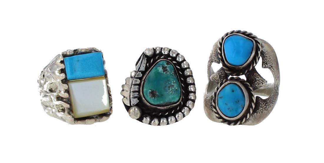 Sterling Silver Genuine Turquoise Lot of 3 Vintage (1 of 1)