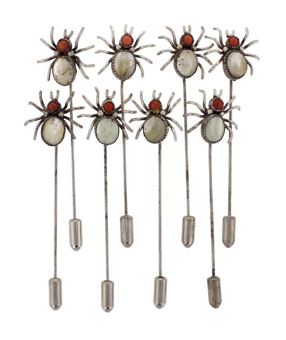 Sterling Silver Genuine Coral & Shell Brooch / Pin Lot (1 of 1)