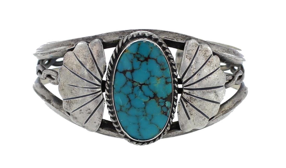 Sterling Silver Genuine Turquoise Antique Old Pawn (1 of 1)