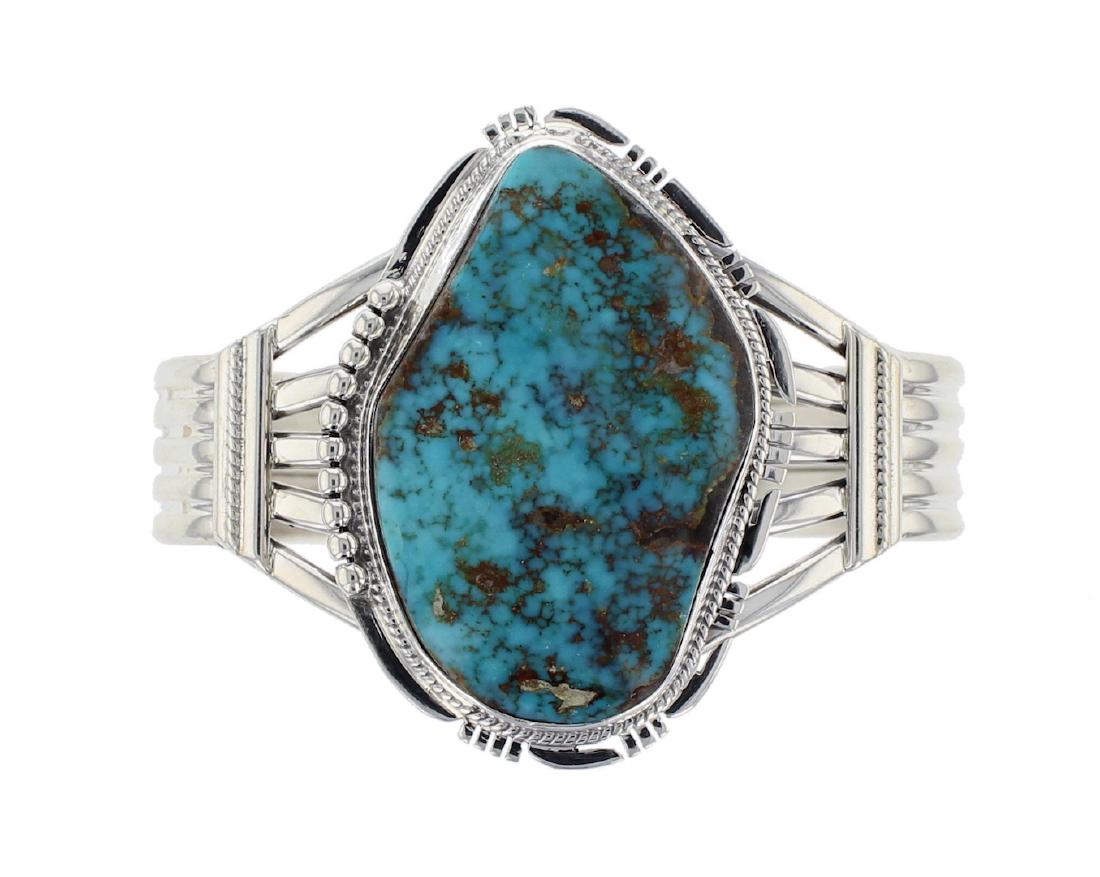 Sterling Silver Genuine Turquoise Bracelet Navajo (1 of 1)