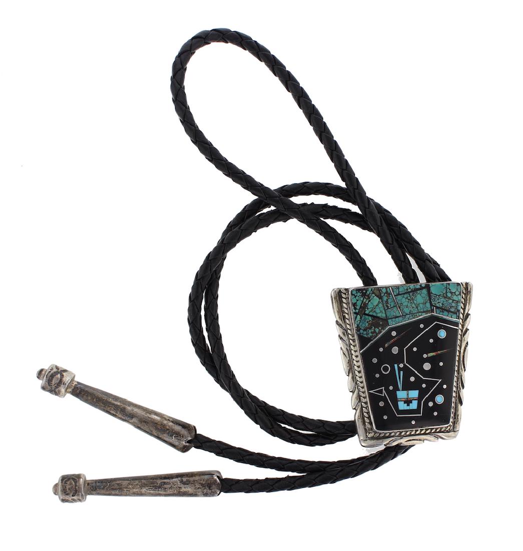 Sterling Silver Genuine Turquoise Vintage Bolo Tie (1 of 1)