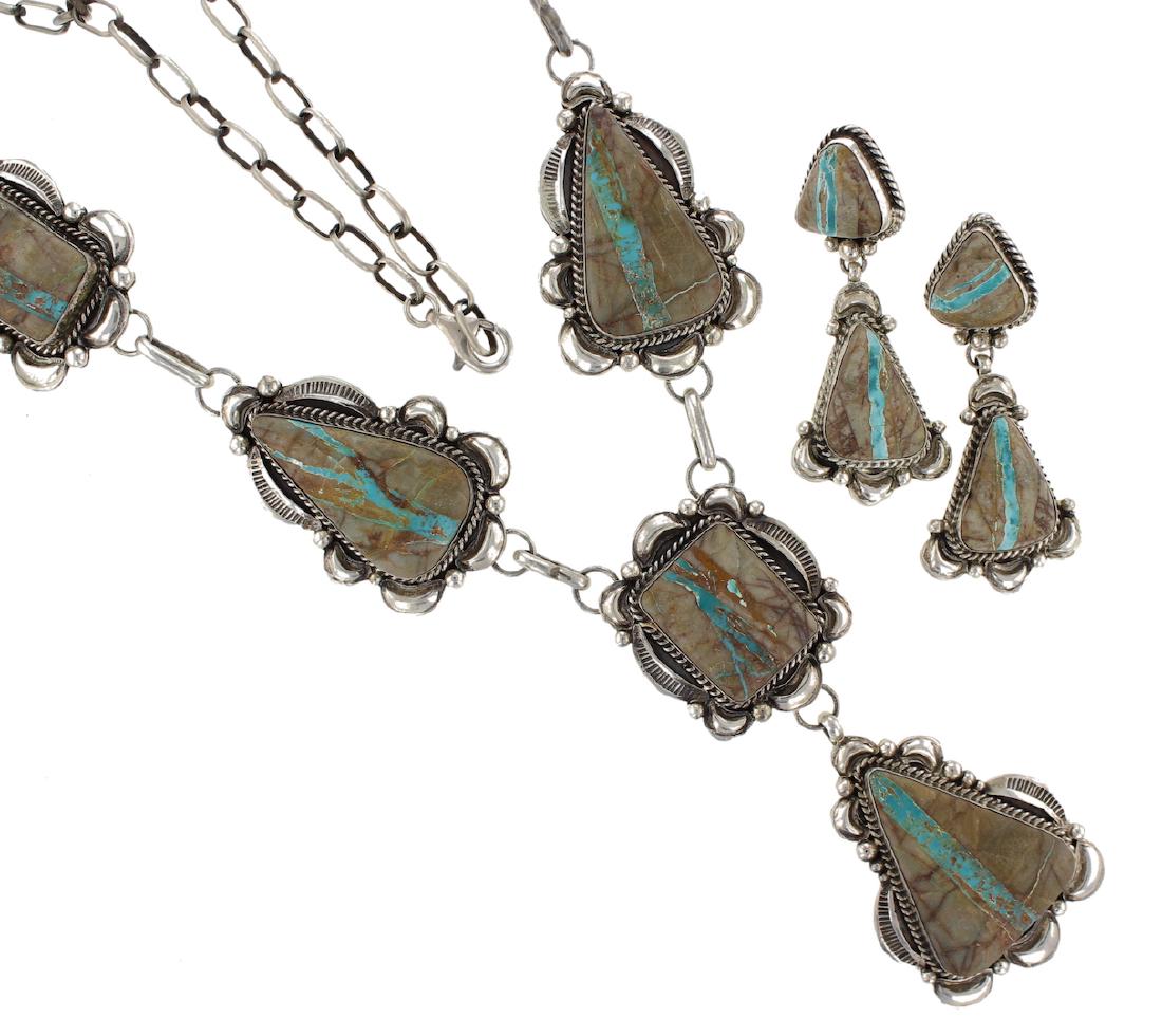 Sterling Silver Genuine Boulder Turquoise Necklace & (1 of 1)