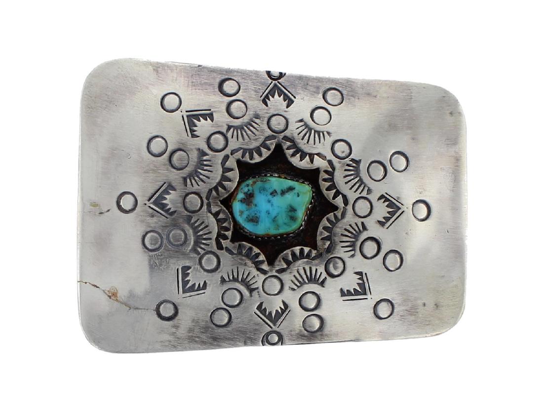 Sterling Silver Genuine Turquoise Vintage Shadow Box (1 of 1)