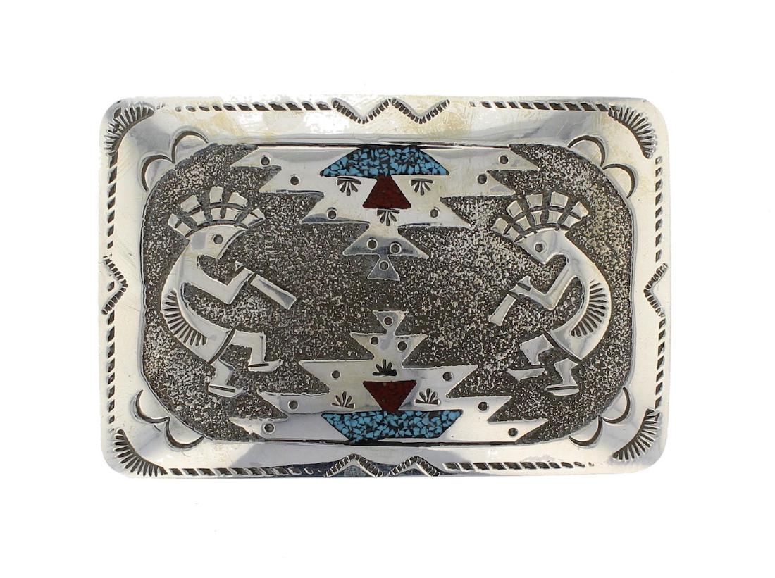 Sterling Silver Genuine Crushed Turquoise & Coral Belt (1 of 1)