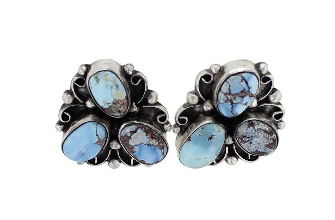 Sterling Silver Genuine Turquoise Post Earrings Navajo (1 of 1)