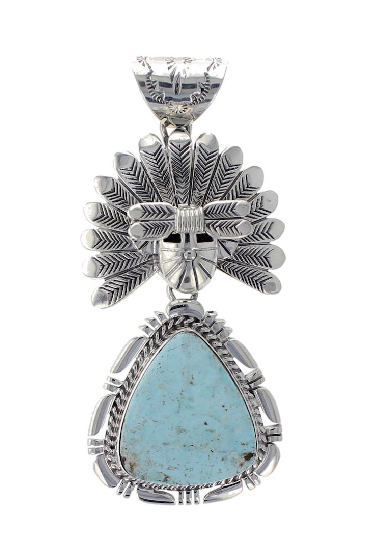 Sterling Silver Genuine Turquoise Contemporary Pendant (1 of 2)