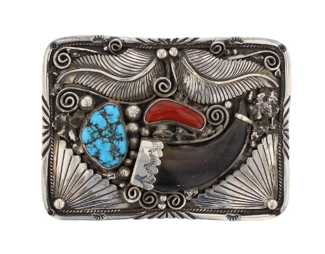 Sterling Silver Genuine Turquoise & Coral Vintage Old (1 of 1)