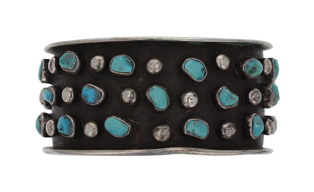 Sterling Silver Genuine Turquoise Antique Old Pawn (1 of 1)