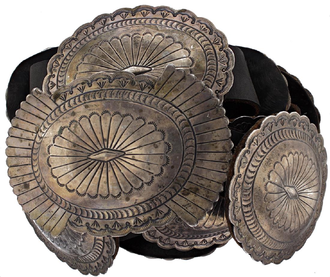 Sterling Silver Antique Masterpiece Stamp Concho Belt (1 of 2)