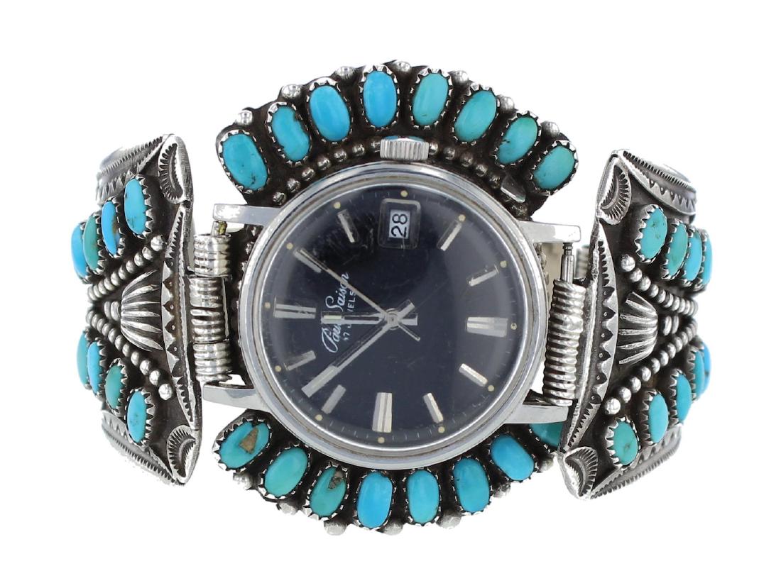 Sterling Silver Genuine Turquoise Vintage Old Pawn (1 of 4)