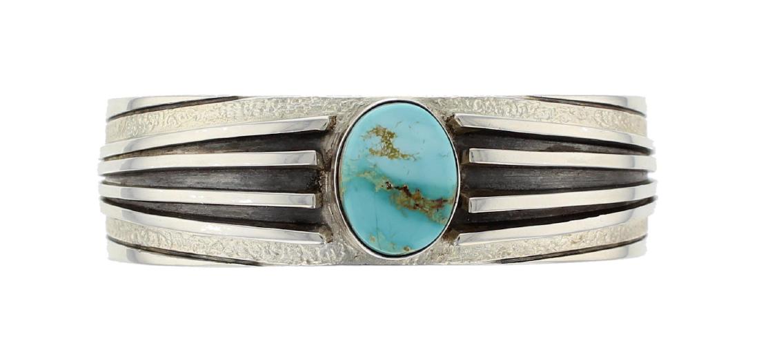 Sterling Silver Genuine Turquoise Bracelet Navajo (1 of 2)