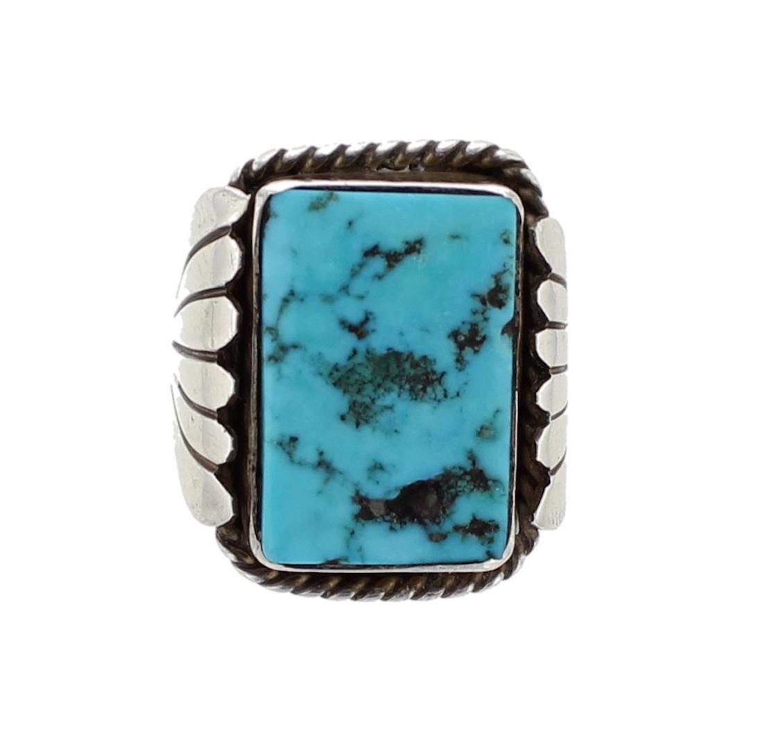 Sterling Silver Genuine Turquoise Vintage Old Pawn Ring (1 of 2)