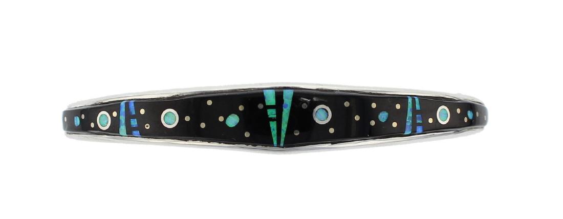 Sterling Silver Genuine Multi Stone Inlay Bracelet (1 of 1)