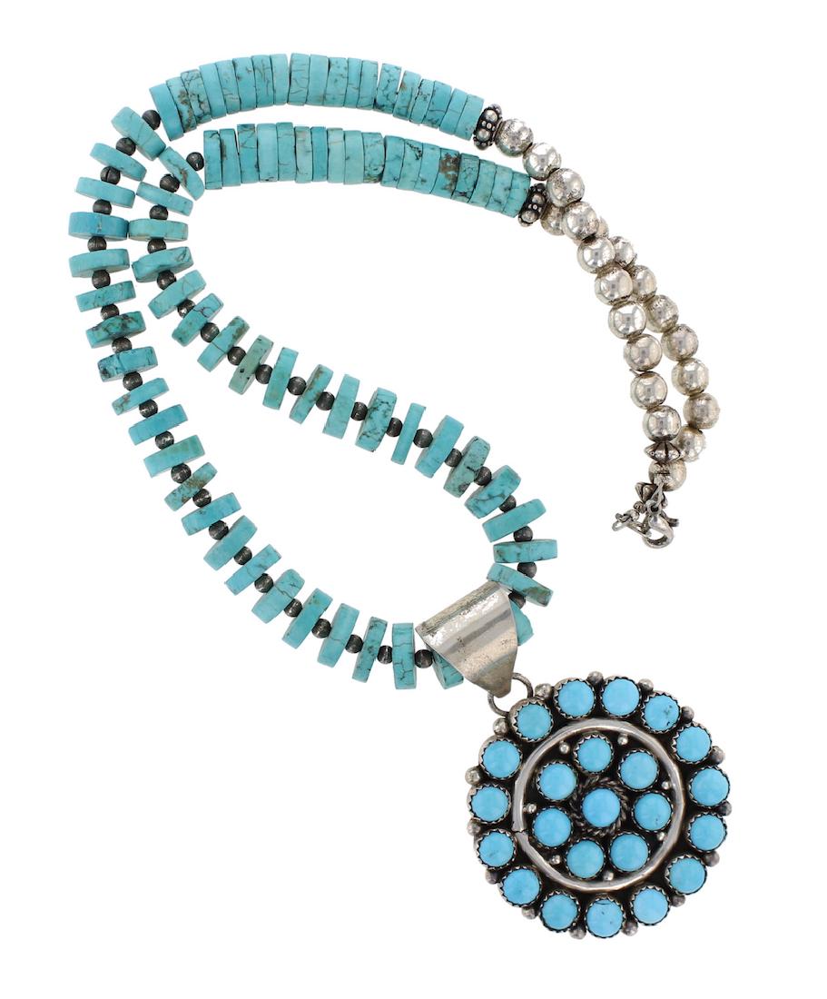 Sterling Silver Genuine Turquoise Vintage Necklace & (1 of 1)