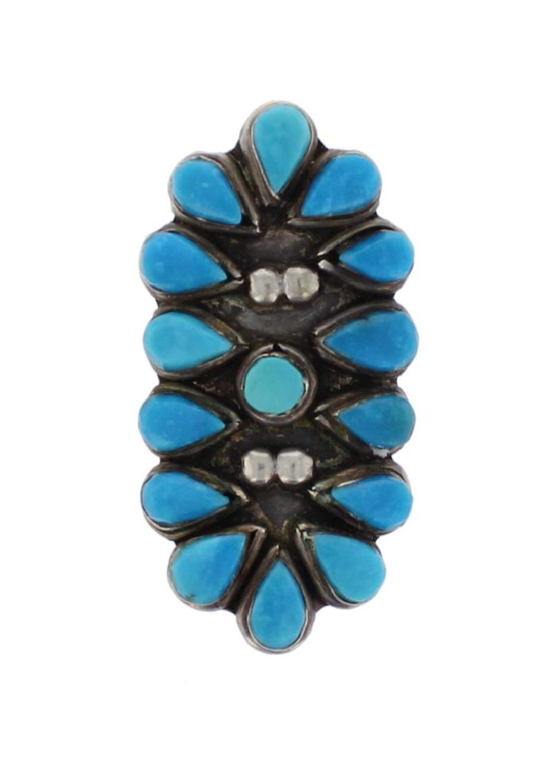 Sterling Silver Genuine Turquoise Vintage Old Pawn Ring (1 of 2)