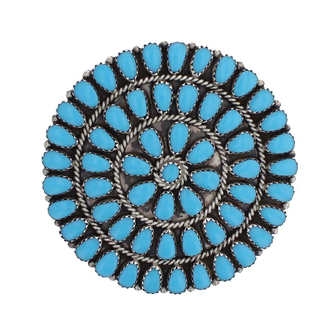 Sterling Silver Block Turquoise Vintage Cluster Pendant (1 of 2)