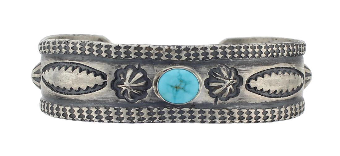 Sterling Silver Genuine Turquoise Vintage Old Pawn (1 of 1)