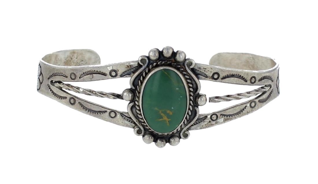 Sterling Silver Genuine Turquoise Vintage Old Pawn (1 of 1)