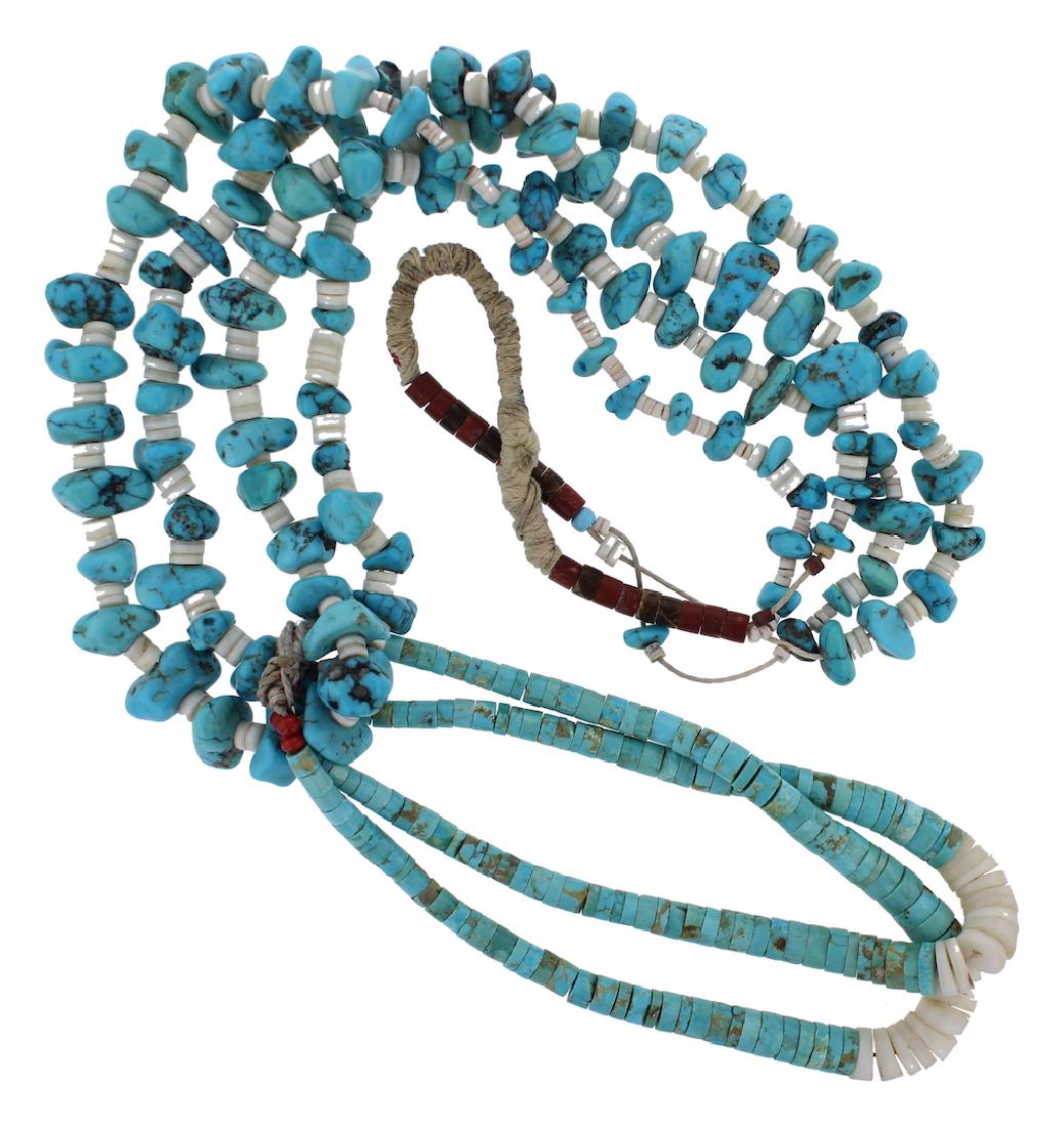 Genuine Turquoise Hieshi Vintage Old Pawn 2 Strand (1 of 1)