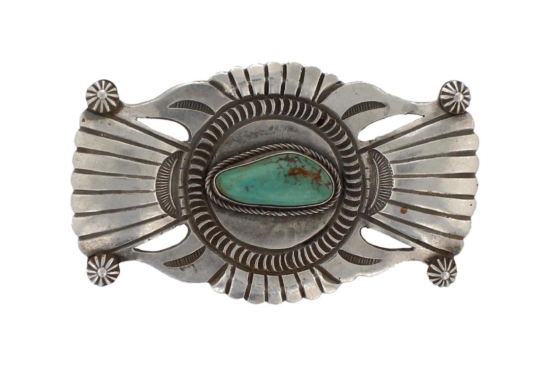 Sterling Silver Genuine Turquoise Vintage Pin Navajo (1 of 1)