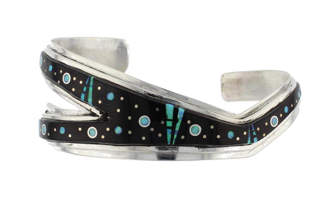 Sterling Silver Genuine Multi Stone Inlay Bracelet (1 of 2)