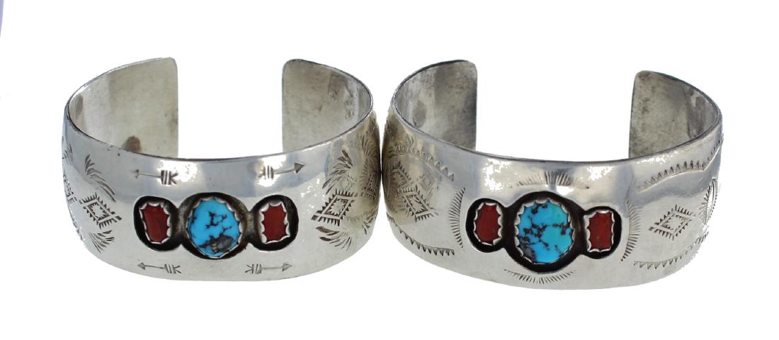 Sterling Silver Genuine Turquoise & Coral Vintage Old (1 of 1)