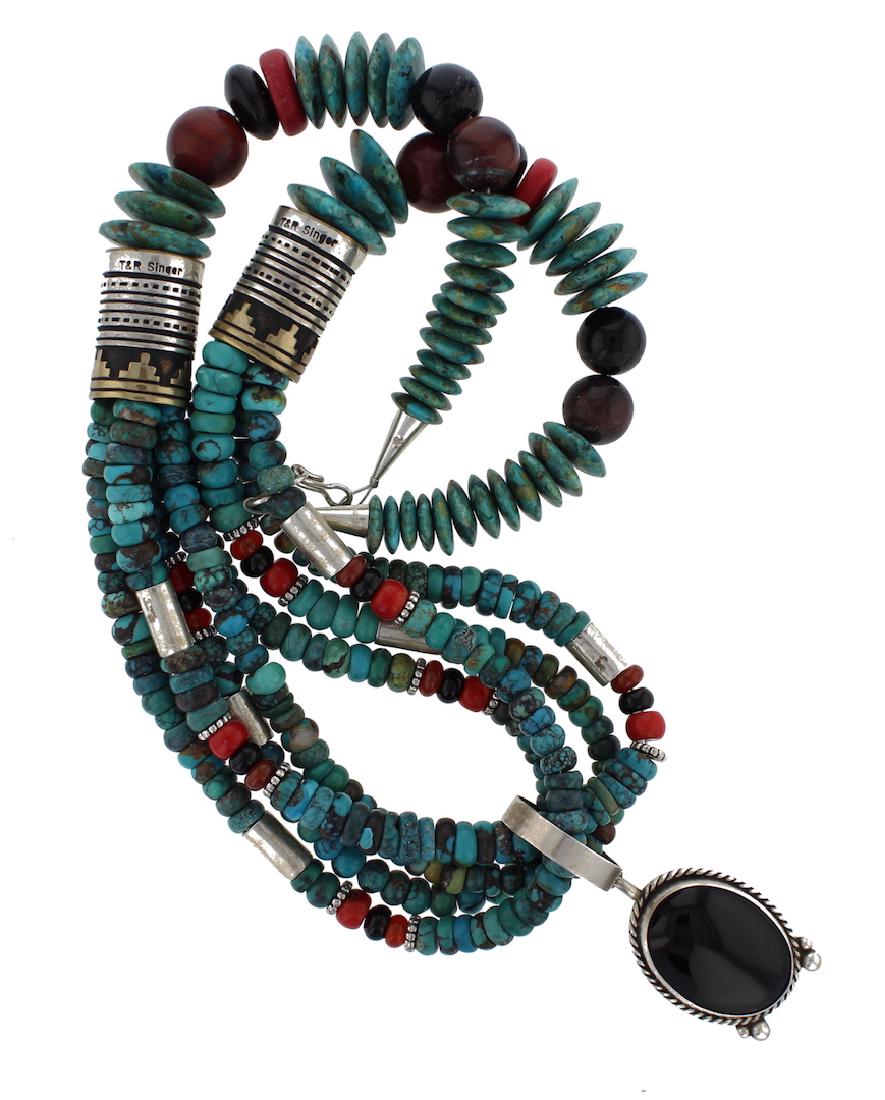 Sterling Silver Genuine Multi Stone Necklace  Navajo (1 of 2)