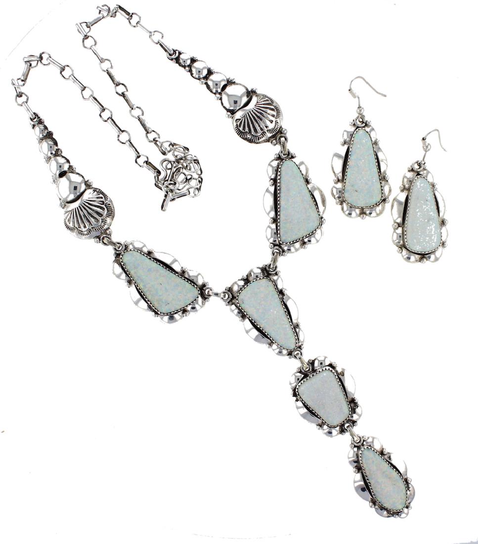 Sterling Silver Vintage Treated Opal Necklace & (1 of 2)