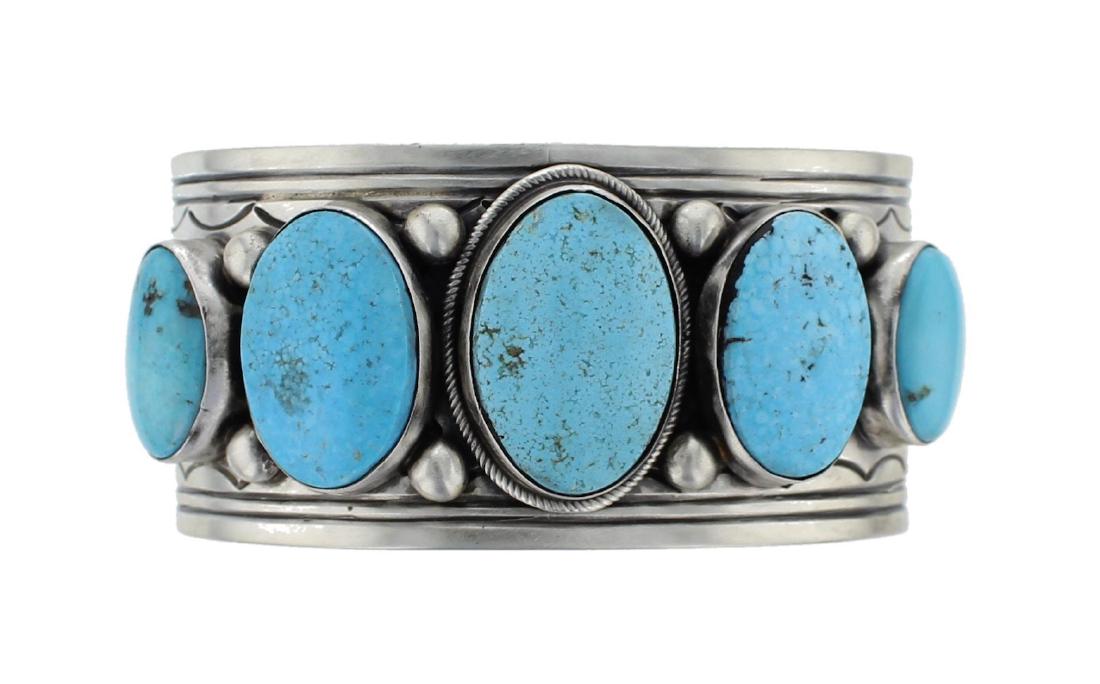 Sterling Silver Genuine Turquoise Contemporary Bracelet (1 of 2)