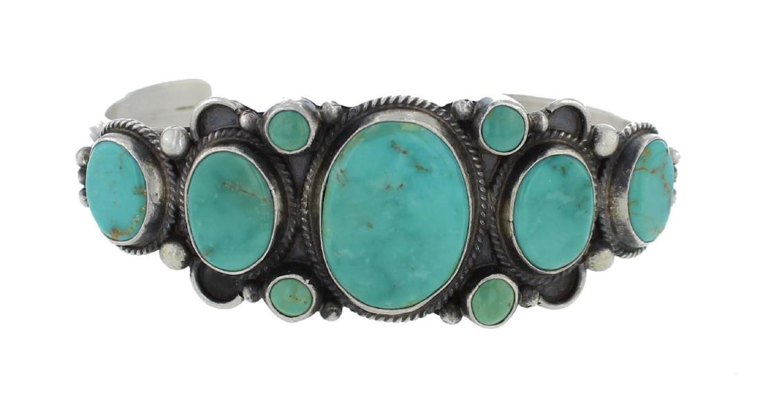 Sterling Silver Genuine Turquoise Vintage Bracelet (1 of 1)