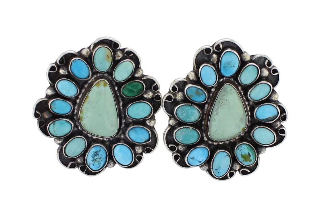 Sterling Silver Genuine Turquoise Contemporary Earrings (1 of 2)