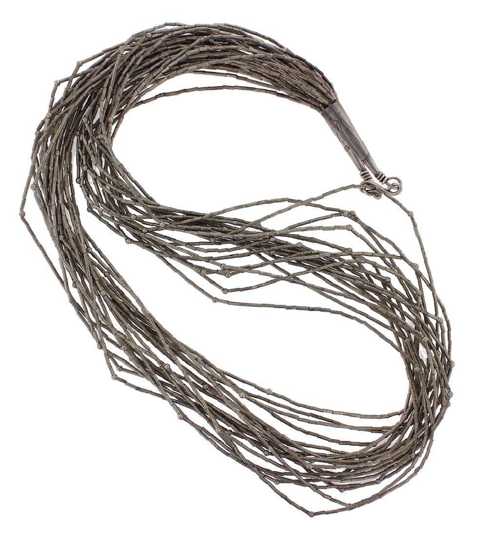 Sterling Silver Vintage Old Pawn Barrel Beads Necklace (1 of 1)