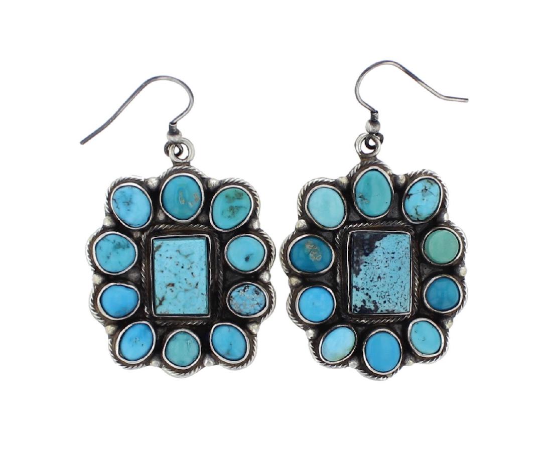 Sterling Silver Genuine Turquoise Contemporary Earrings (1 of 2)