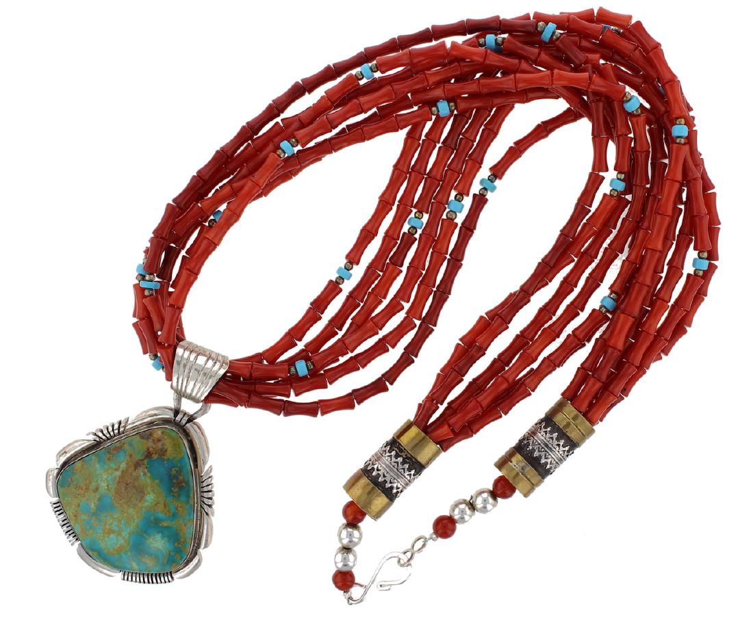 Sterling Silver Bamboo Coral 6 Strand Necklace (1 of 2)