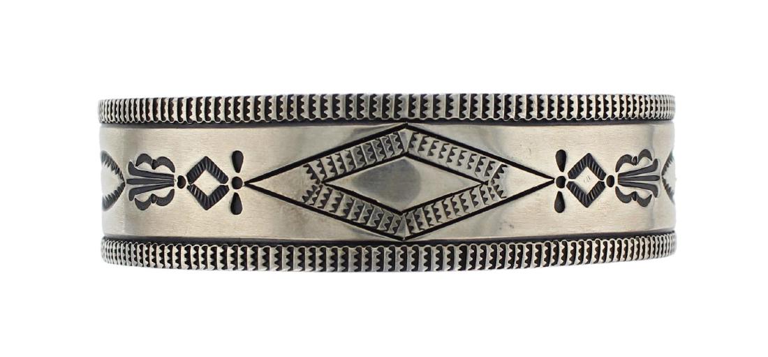 Sterling Silver Heavy Stamp Masterpiece Bracelet Navajo (1 of 1)