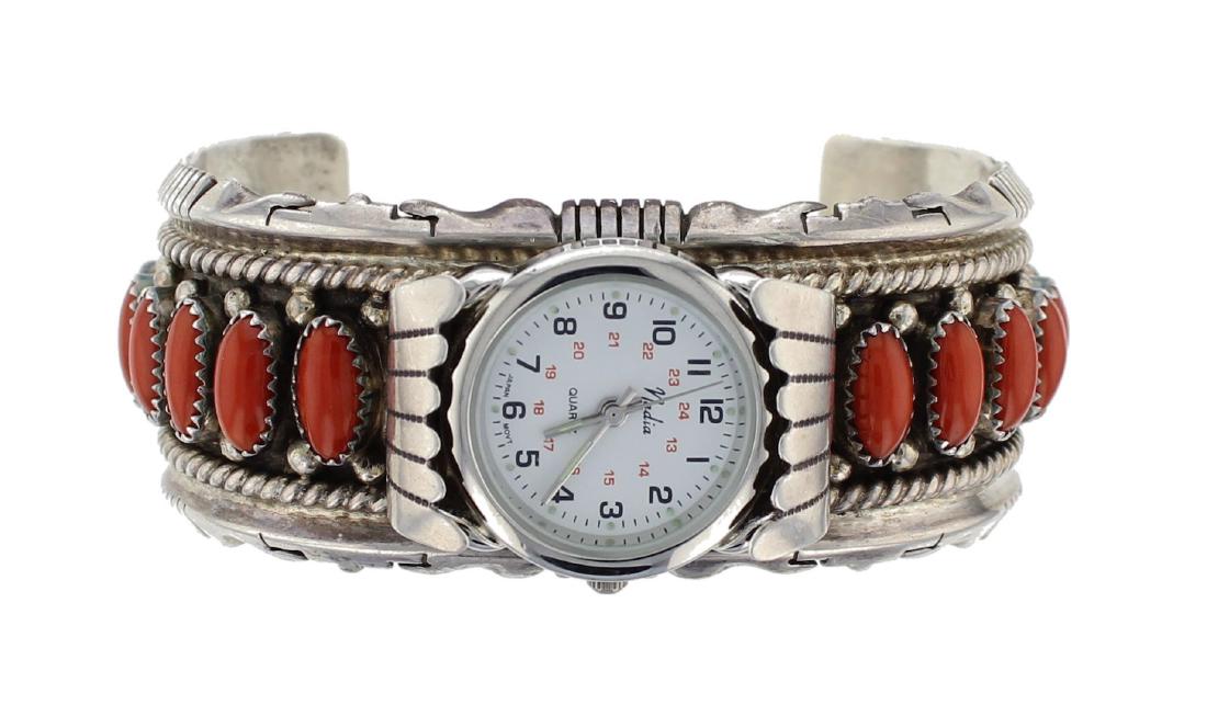 Sterling Silver Genuine Mediterranean Ox Blood Coral (1 of 1)