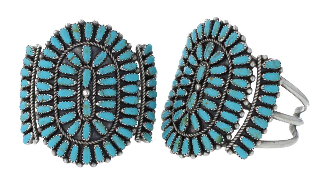 Sterling Silver Genuine Turquoise Vintage Old Pawn (1 of 2)