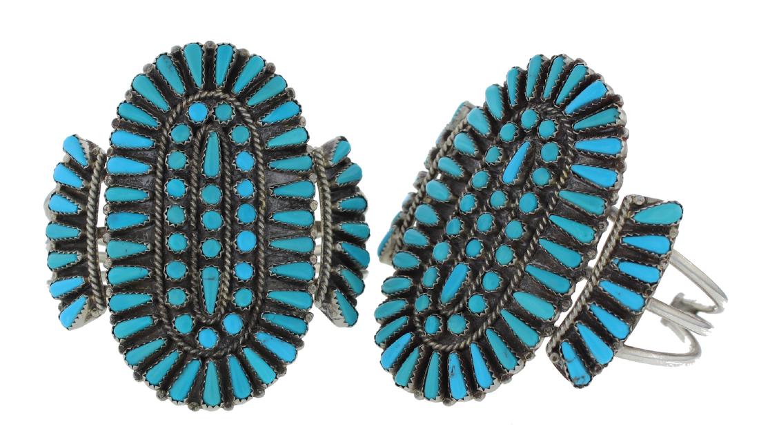 Sterling Silver Block Turquoise Vintage Old Pawn (1 of 2)