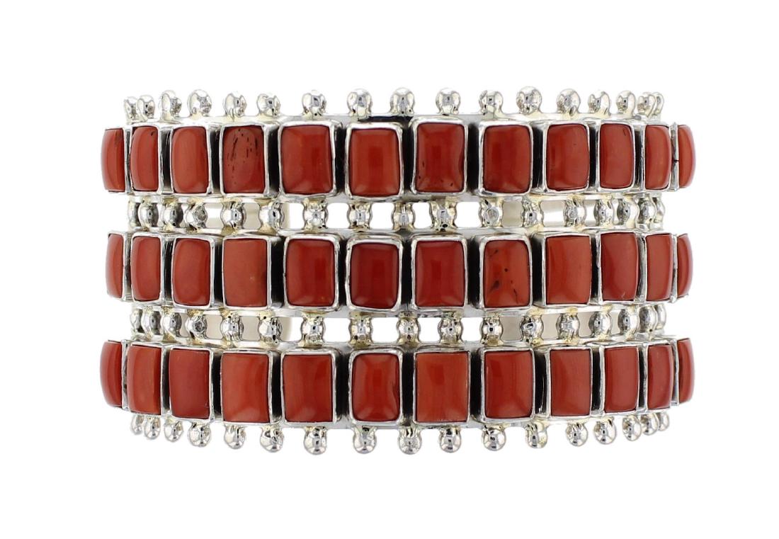 Sterling Silver Genuine Mediterranean Coral 3 Row (1 of 2)